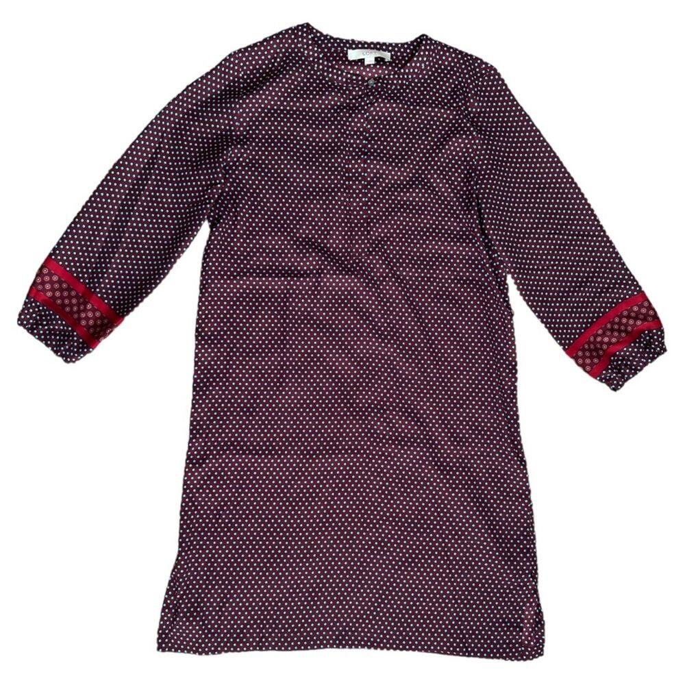 Ann Taylor Loft Burgandy Printed Shift Dress, M
